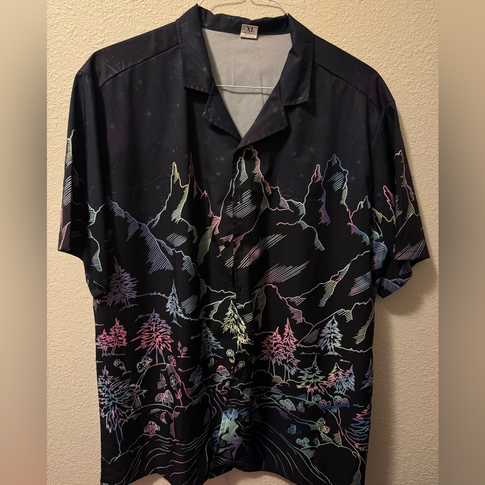 Men's Glow in Dark Trippy Pattern button down